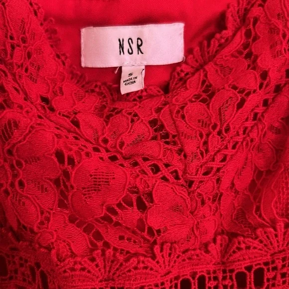NSR Red lace tea length dress size S - Picture 13 of 13